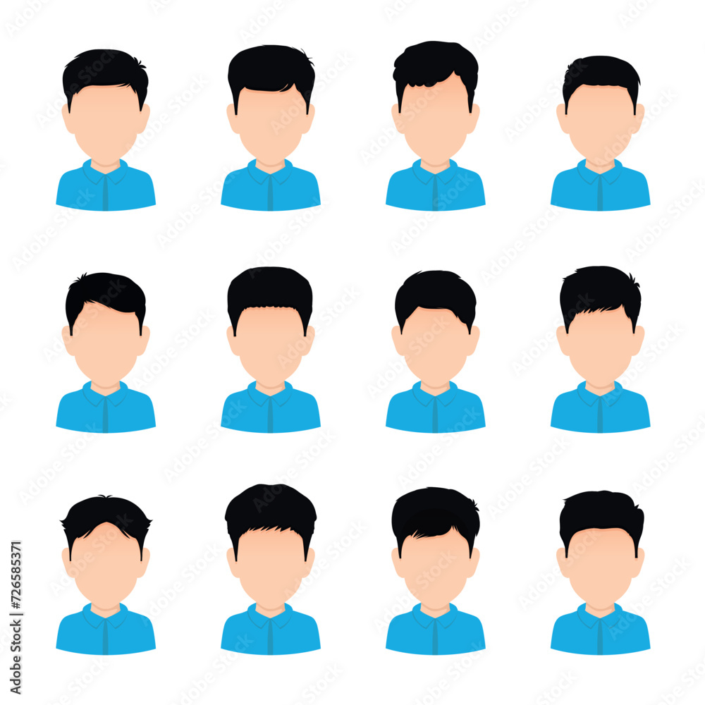 set of portraits of male students with different hair styles set of portraits of male students with different hair styles