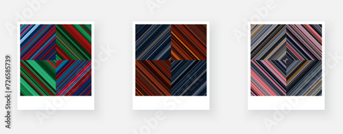 Variants of paper card with square checkered striped geometric patterns.