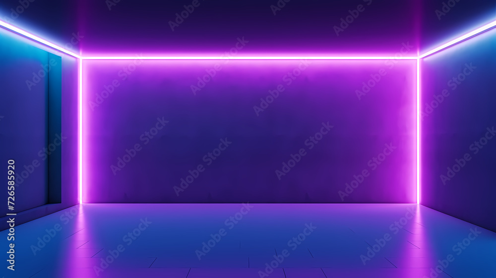 Empty room with neon space for design Empty room with neon space for design