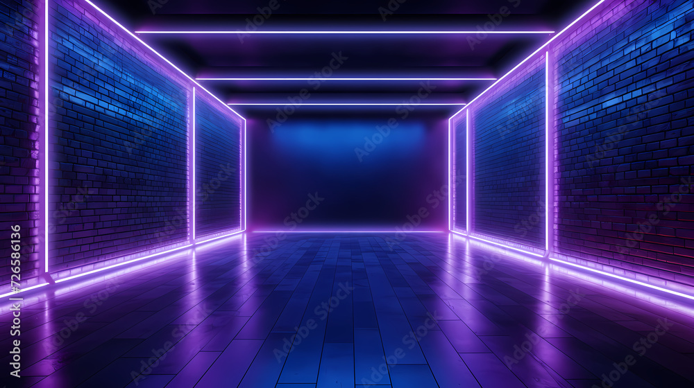 Empty room with neon space for design Empty room with neon space for design
