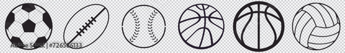 Sport balls set. Ball icons. Balls for Football, Soccer, Basketball, Tennis, Baseball, Volleyball. Vector illustration photo