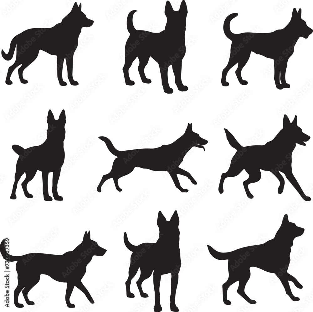 Belgian Malinois Dog Silhouette Collection