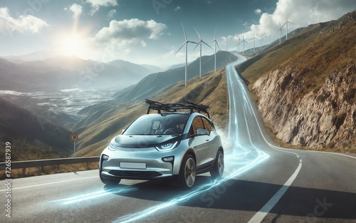 Auto elettrica del futuro con energia pulita