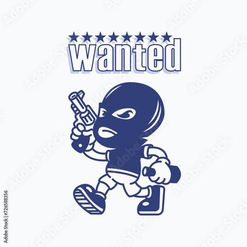 wanted person character logo template vector