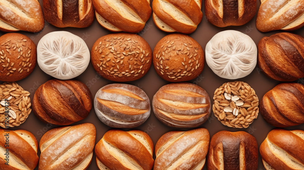 Bakery Mosaic Background. A variety of breads create a warm, textured pattern; perfect for bakery or culinary themes. Bakery Mosaic Background. A variety of breads create a warm, textured pattern; perfect for bakery or culinary themes.
