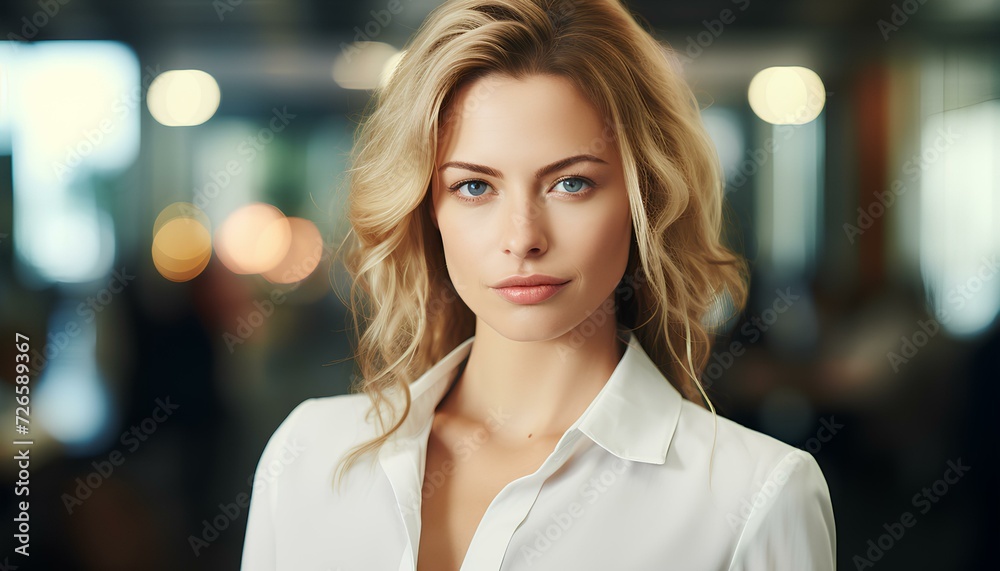businesswoman looking into the camera in her office. Businesswoman and woman CEO.Leadership, Entrepreneurship, Innovation, business businesswoman looking into the camera in her office. Businesswoman and woman CEO.Leadership, Entrepreneurship, Innovation, business