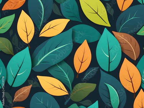 flat background with clean leaves and rounded lines in abstract colors