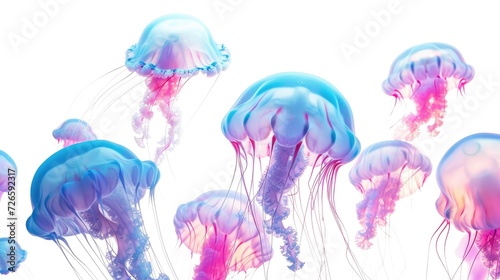 set of jellyfish isolated on white background
