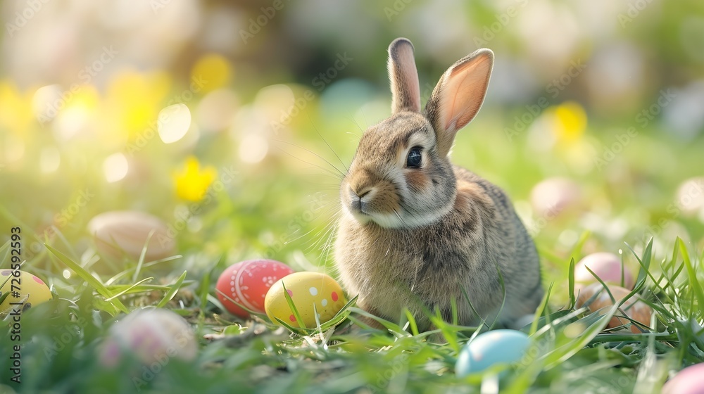 easter bunny and easter eggs. cute easter bunny with colorful easter eggs. easter festival, Resurrection Sunday, easter celebration concept easter bunny and easter eggs. cute easter bunny with colorful easter eggs. easter festival, Resurrection Sunday, easter celebration concept