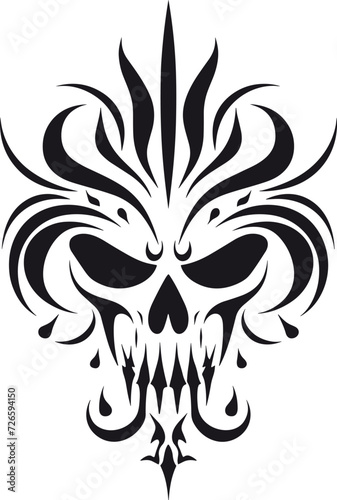 tribal skull and elements tattoo design, sticker vector illustration photo