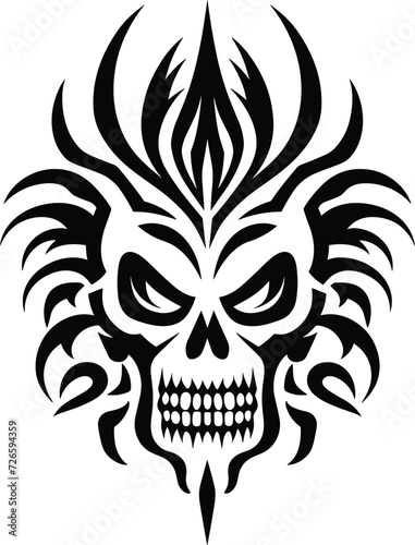 tribal skull and elements tattoo design, sticker vector illustration photo