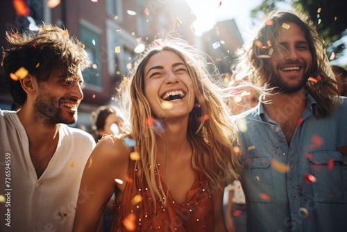 Group of people enjoying street Carnival festival