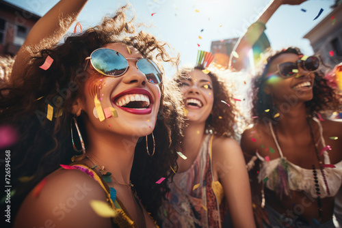 Group of people enjoying street Carnival festival