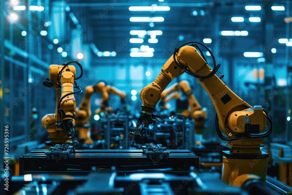 Smart robot arms for digital factory production technology.