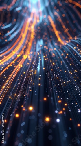 Illuminated Data Cables Transmitting Information, A Background of Glowing Connectivity.