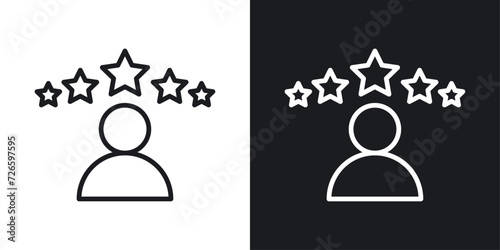 Customer Satisfaction Icon Designed in a Line Style on White Background. photo