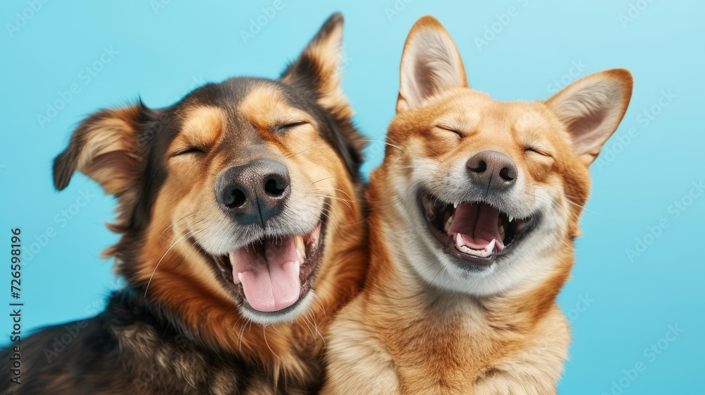 Two Joyful Dogs Expressing Happiness