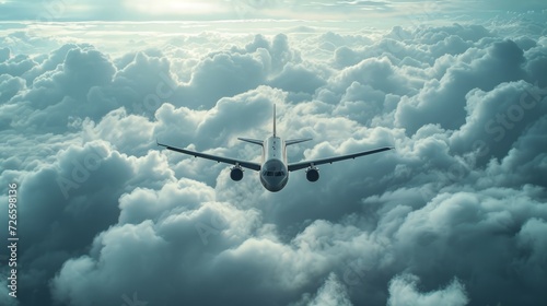 Airplane Soaring Above Majestic Cloudscape