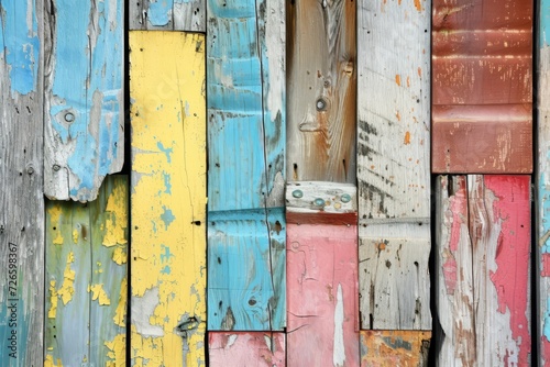 Old rustic and weathered wooden planks with chipped paint and rough edges, Old wooden background perfect for a vintage and grunge texture wallpaper. 