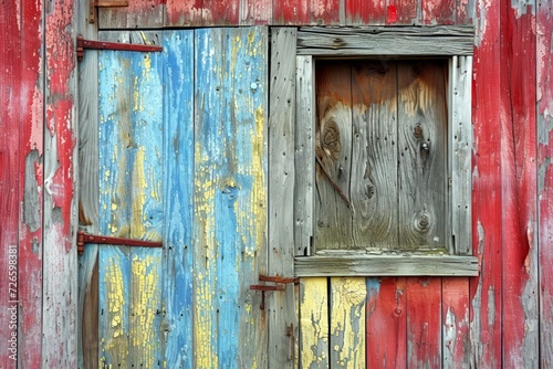 Old rustic and weathered wooden planks with chipped paint and rough edges, Old wooden background perfect for a vintage and grunge texture wallpaper. 