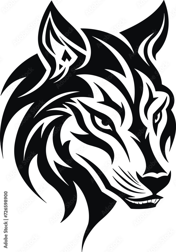 Obraz premium tribal wolf vector illustration for tattoo, logo and sticker designs