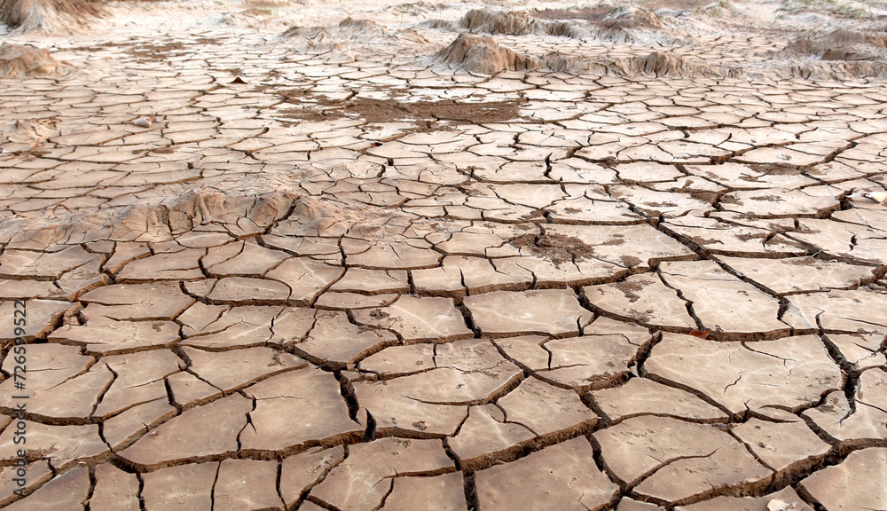 Land with dry and cracked ground. Desert,Global warming background.