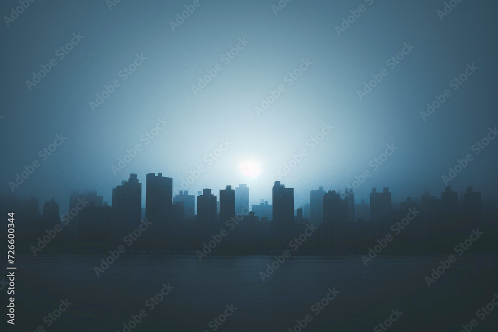 Obraz premium City skyline silhouette background, a sleek and urban scene featuring the silhouette of a city skyline.