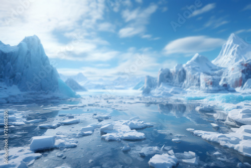 Experience the beauty of icy landscapes, capturing the crystalline allure of frozen realms with a serene and tranquil ambiance. Generative Ai.