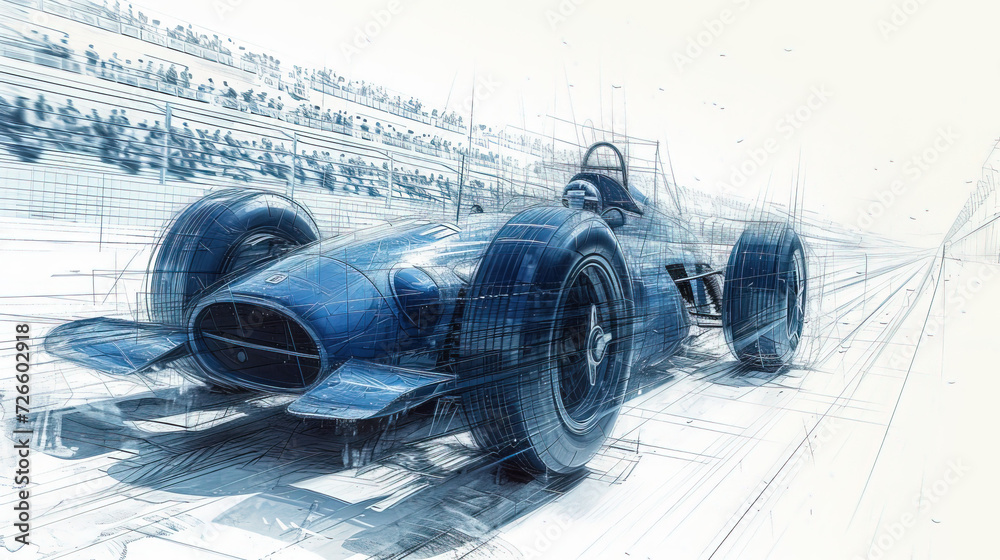 Fototapeta premium From classic to modern, each stroke embodies speed and innovation. Explore the fusion of ink and technology, creating dynamic sketches that capture the essence of luxury and performance.