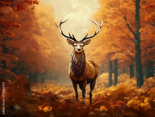 Red deer at autumn © Generative Ai