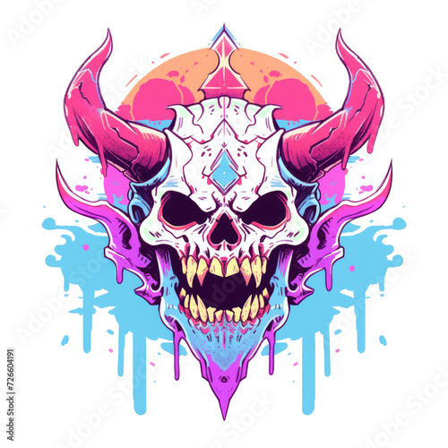 illustration of a scary devil's head, very suitable for tattoo designs and t-shirt screen printing
