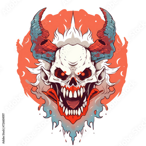 illustration of a scary devil's head, very suitable for tattoo designs and t-shirt screen printing