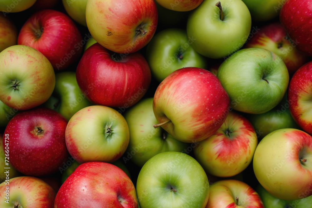 Background with ripe crunchy red and green apples. Locally grown summer and fall delicious, fresh and healthy fruits Background with ripe crunchy red and green apples. Locally grown summer and fall delicious, fresh and healthy fruits