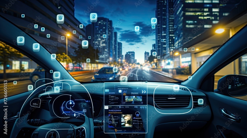 Smart car and internet of things (IOT) concept, IoT based vehicle connectivity in modern car