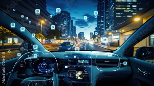 Smart car and internet of things (IOT) concept, IoT based vehicle connectivity in modern car