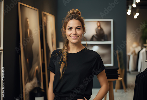 Uma linda jovem artista em uma galeria de arte photo