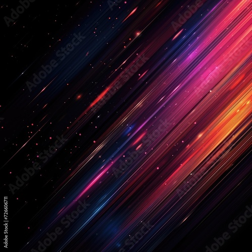 Abstract dark background with colouful rays and falling stars photo