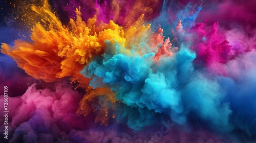 Color Holi Festival. Colorful explosion for Happy Holi powder. Color powder explosion background