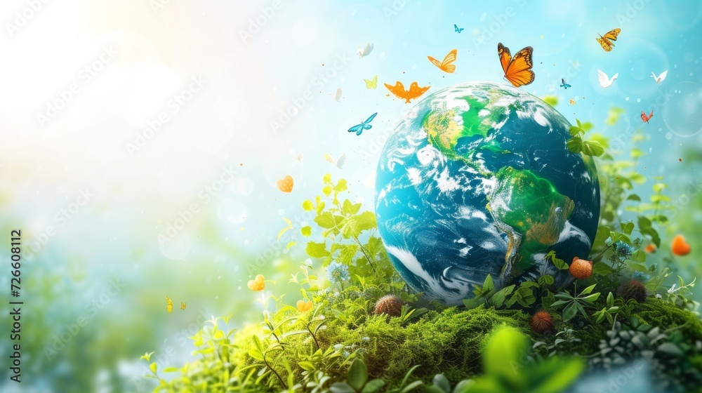 The concept of Earth Day and clean ecology on the planet.