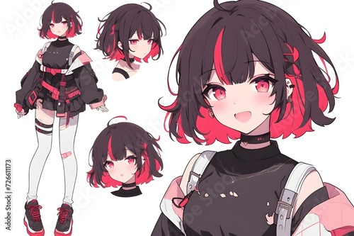 cheerful cute young woman Fighter maid style character design White background, maid, characters, Generative AI