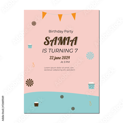 Happy birthday greeting card and party invitation template vector illustration
