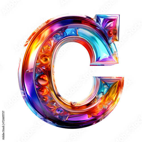 Colored logo type of the alphabet letter C on transparent background
