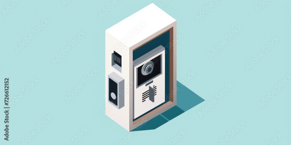 A vending machine on a blue background. Suitable for illustrating convenience, technology, and consumerism A vending machine on a blue background. Suitable for illustrating convenience, technology, and consumerism