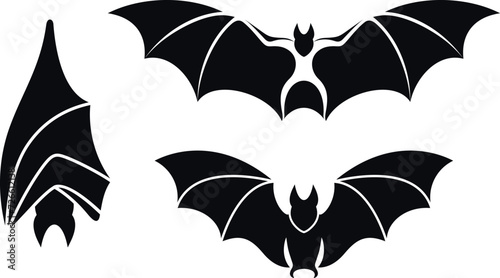 Fruit bat logo. Isolated bats on white background