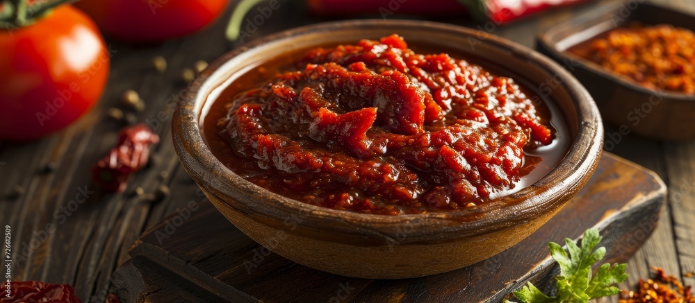 Sun-dried tomato paste used for making local, organic, handmade ketchup. Sun-dried tomato paste used for making local, organic, handmade ketchup.