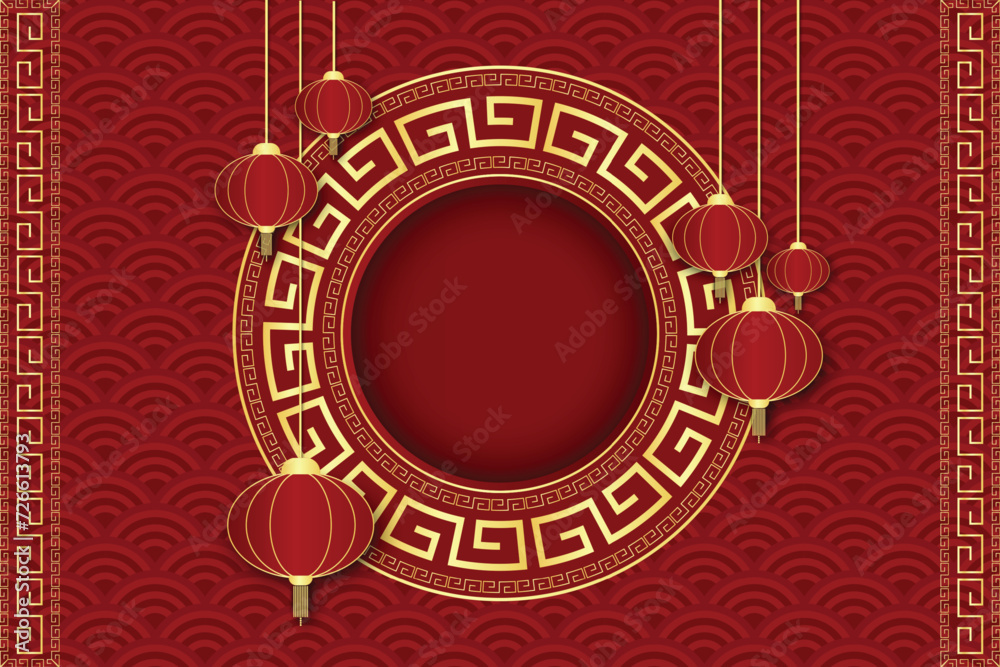 Happy Chinese New Year red background with golden abstract vector Happy Chinese New Year red background with golden abstract vector