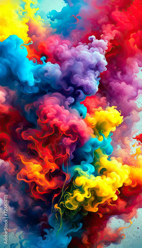 Colorful rainbow holi paint color powder explosion isolated white wide panoramic background