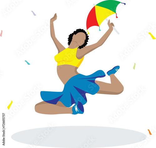 Girl dancing frevo at Pernambuco Carnival, Popular dance, Brazilian Folklore