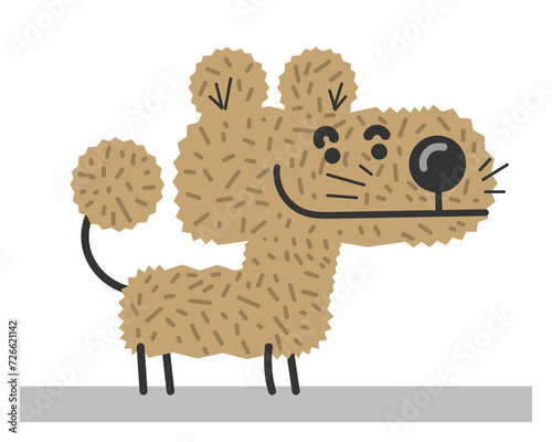 Unclear animal, probably a mix of dog, hedgehog and terry bathrobe. Vector illustration