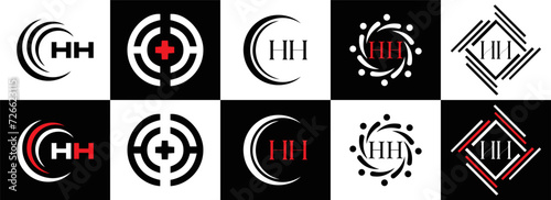 HH logo. H H design. White HH letter. HH, H H letter logo SET design. Initial letter EE linked circle uppercase monogram logo. H H letter logo SET vector design. HH letter logo design